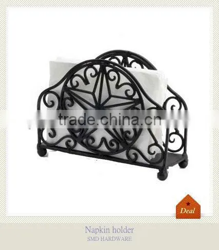 Metal antique scroll star napkin holder