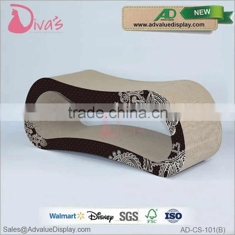 Wholesale pet toy product manufacturer corrugated indoor cat house cardboard cat scratcher with catnip