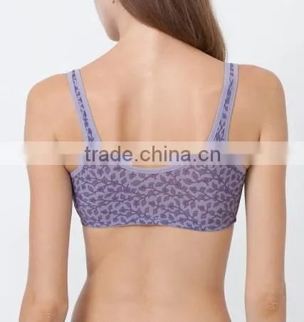 hot sell ladies underwear flower microfiber soft comfortable supported sport bra