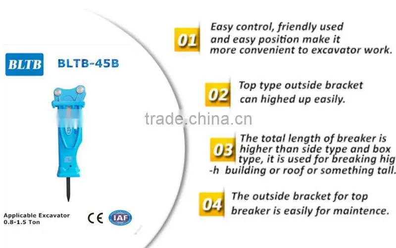 BLTB mini hydraulic breaker top type side type box type with 45mm chisel