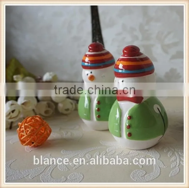 ceramic Christmas snowman Spice Jar for salt & pepper