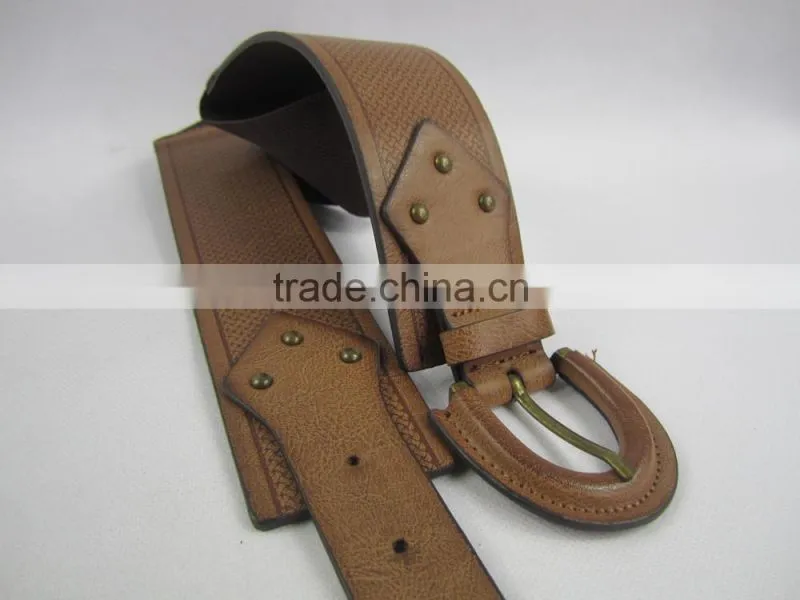 stamp design elastic PU with pin buckle waist belt for dress
