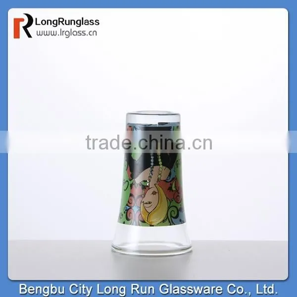 LongRun 120ml charming Eco-friendly shot glass cup&drinking wine glass&tableware glass cup with fancy decal