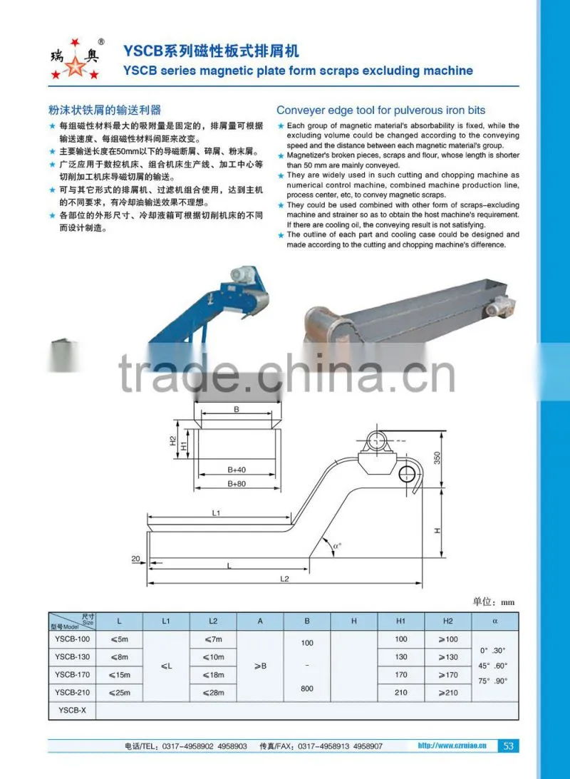 YSCB series magnetic plate form scraps excluding machine