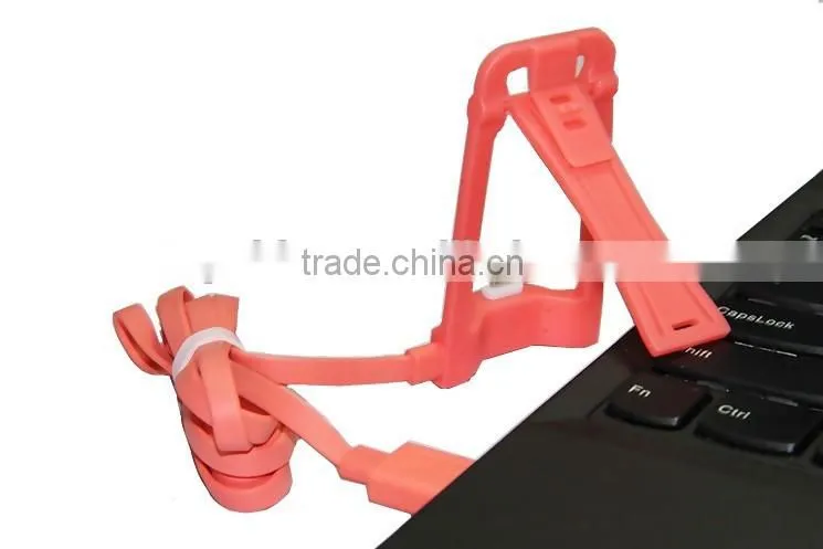Creative ideas 2016 colorful flat usb 2.0 cable charger able with holder stand