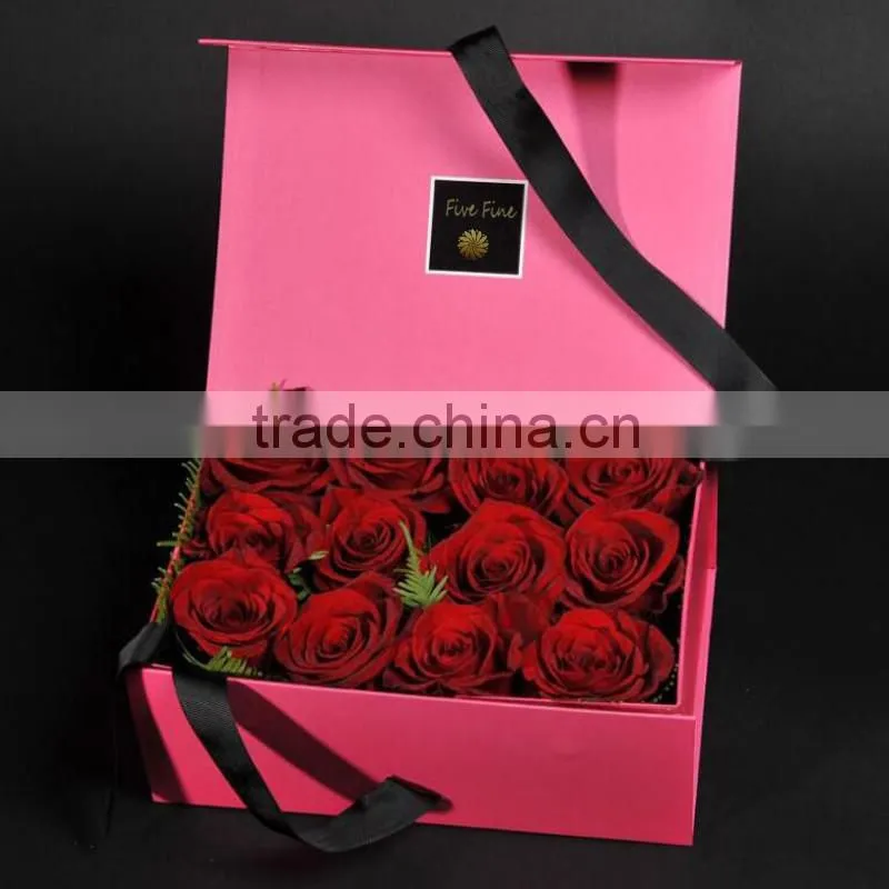 Luxury single rose packaging box with magnetic lid