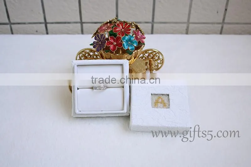 Elegant Lace white engagement ring box with beaded name plate of A