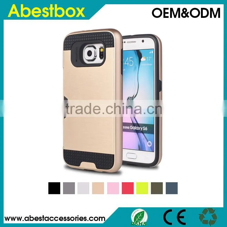 Brushed TPU+PC combo cover cases with card slot for Samsung Galaxy S6 G9200,Mobile phone hard case for S6