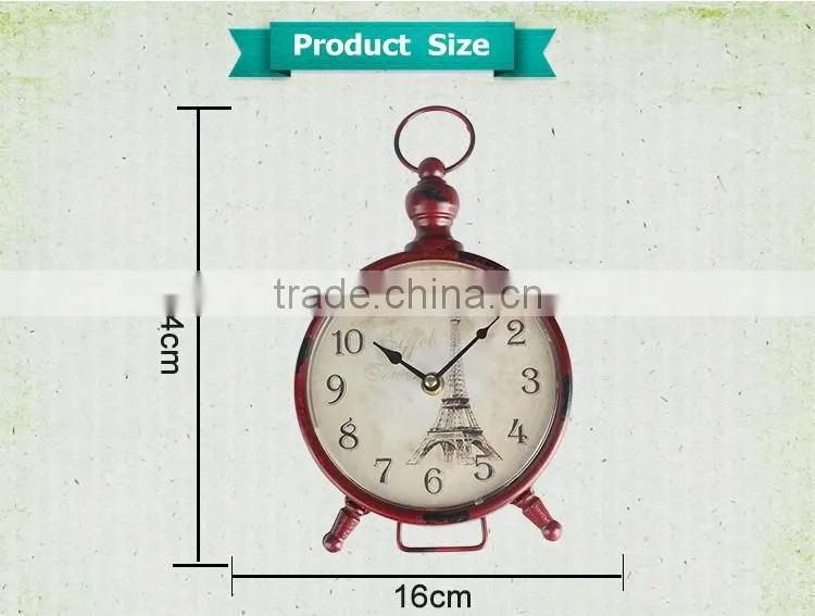 antique design bedside metal art table clock