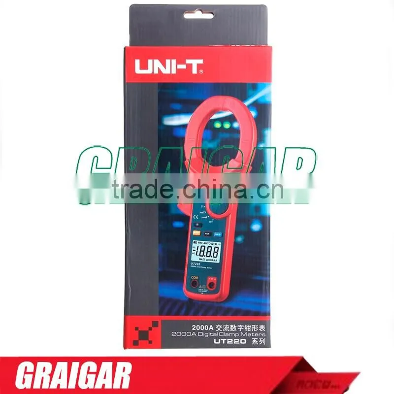 UNI-T UT220 UT-220 Professional Multitester 2000A Auto Range Data Hold LCD Backlight Digital Clamp Meters Megohmmeter