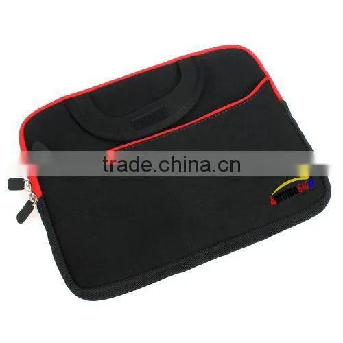 Neoprene zipper laptop tote bag computer sleeve tablet bag in Black color