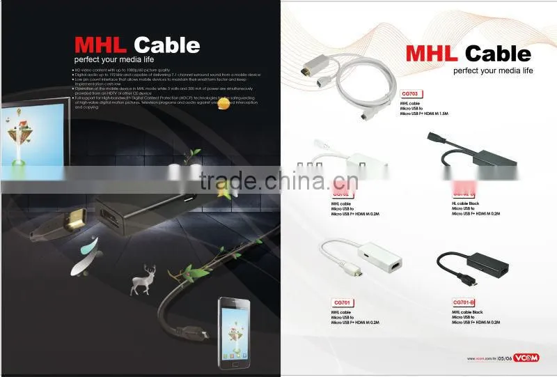 Black Micro USB to Micro USB F+HDMI M 0.2M MHL Cable