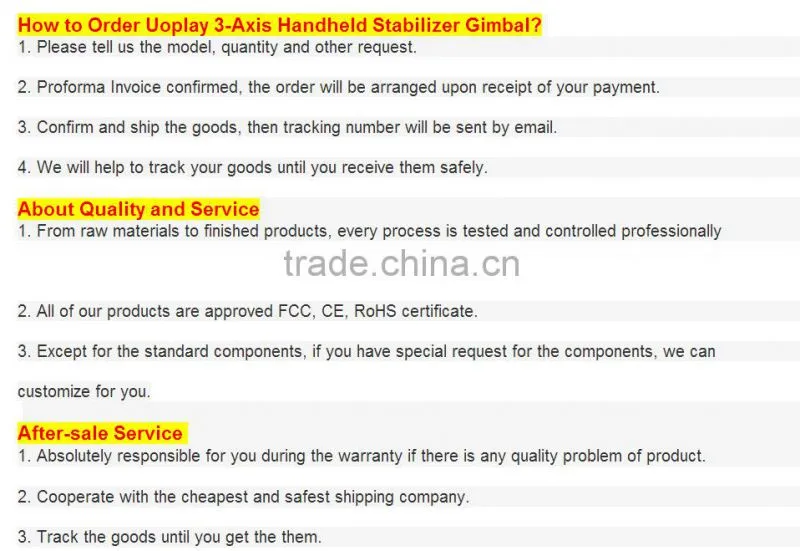 Brushless aluminum alloy Uoplay for smartphone up to 6inch and go pro