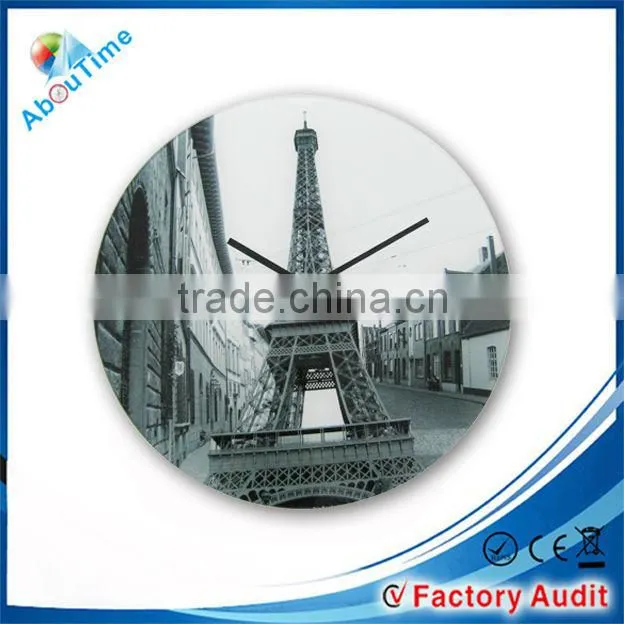 Hot selling quartz analog glass home decor wall clock china