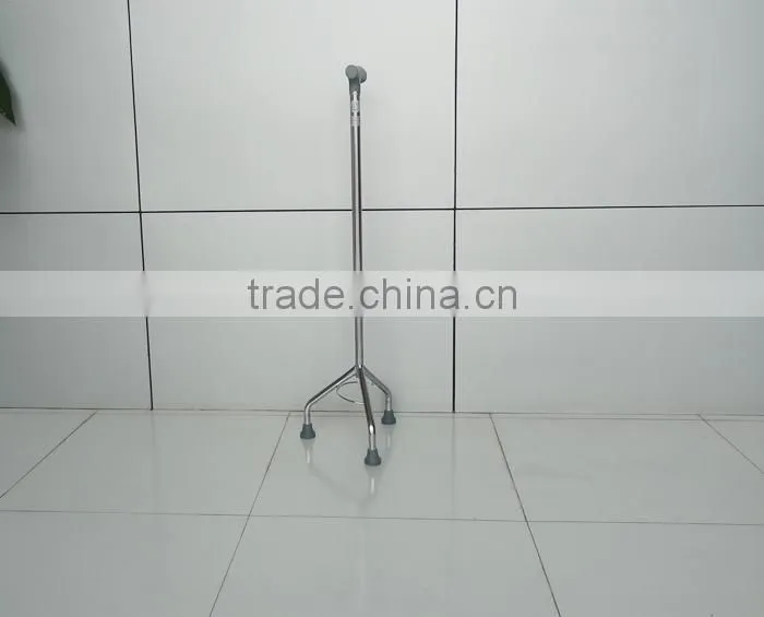 Adjustable height tripod walking cane used for elderly people