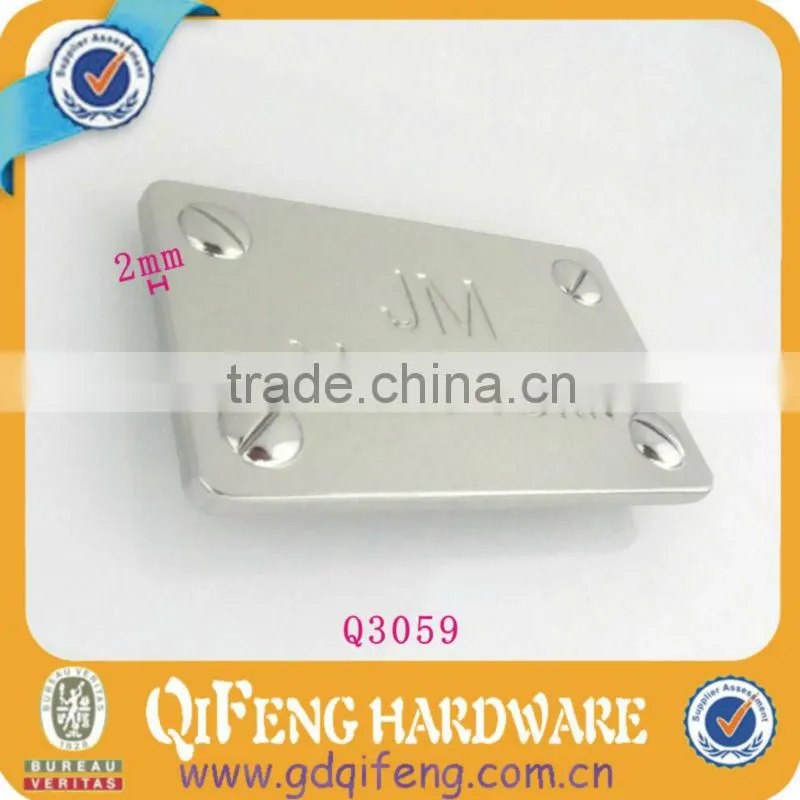 shinny nickel with good plated metal tags for labeling,suitable handbags leather luggage cases,bag accessories qifeng q-2910