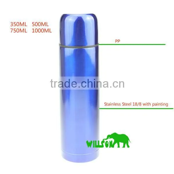 thermos double wall stainless steel bullet vacuum flask with strap