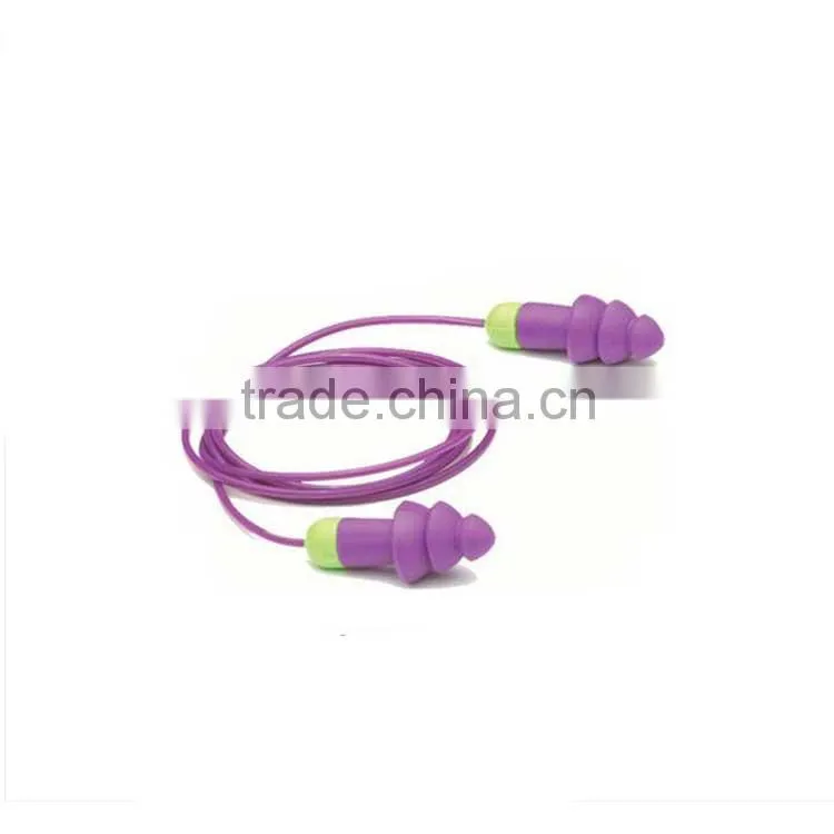 eco-friendly anti uv silicone earplugs with string