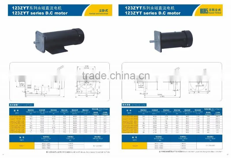Ferrite permanent magnet 250w dc electric motor 12v