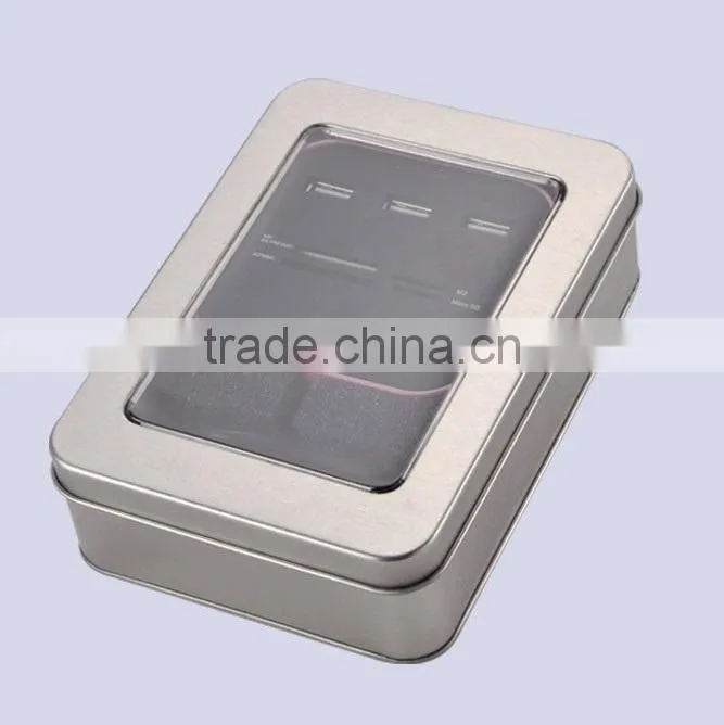 China wholesale high quality with color printing PVC window lid rectangular tin box for cookies