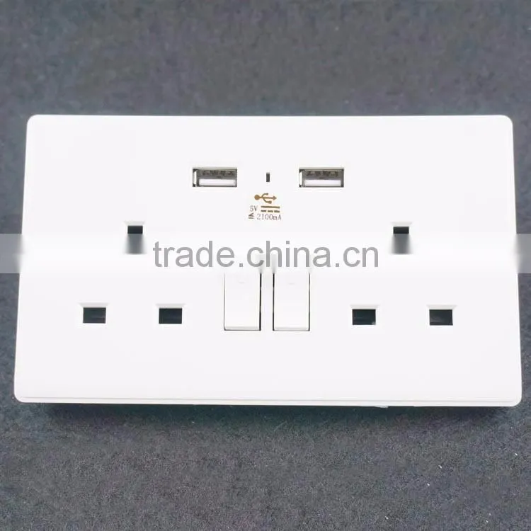 Multi plug wall sockets with dual usb ports made in China usb wall socket