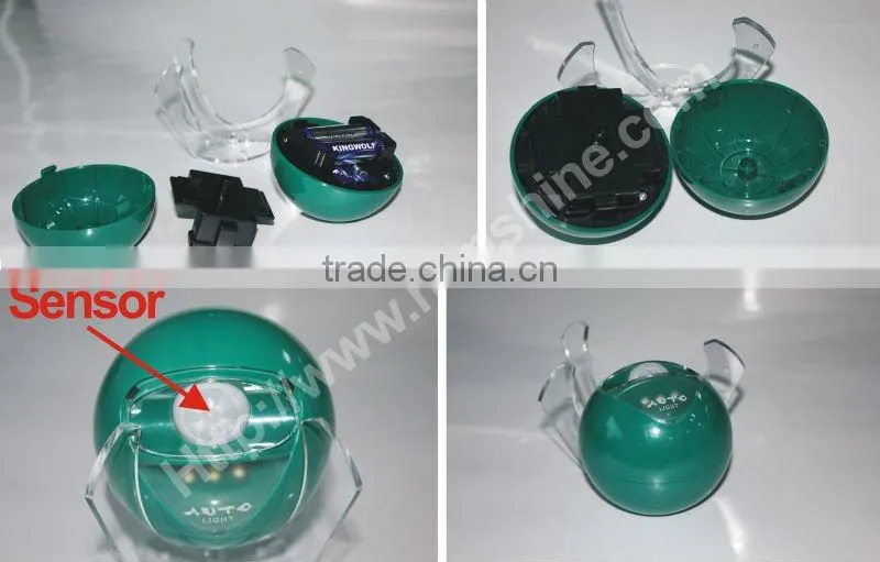 green hot round night light sensor with 3led indoor human