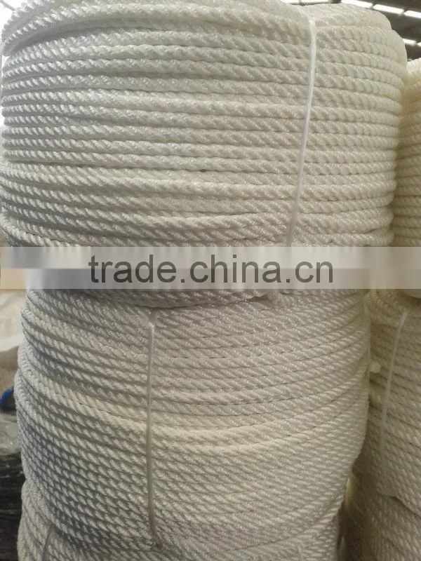 3 Strand White Polyester Twist Rope Abrastion resistive