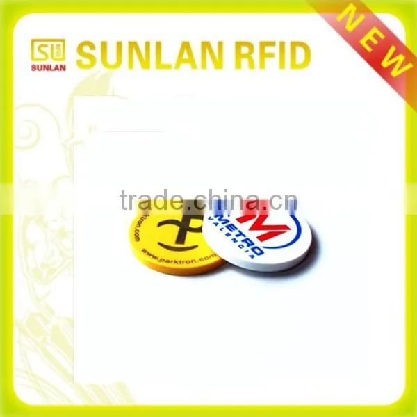 13.56mhz passive programmable embossed plastic rfid token coin with S50 for metro(professional maunfacuturer)