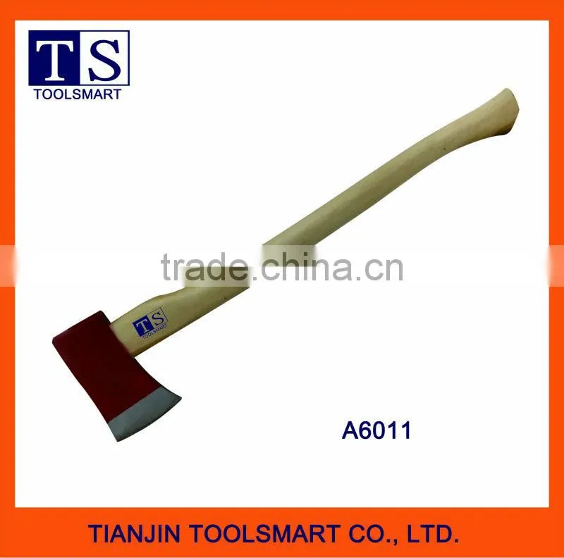Felling axe with wooden handle