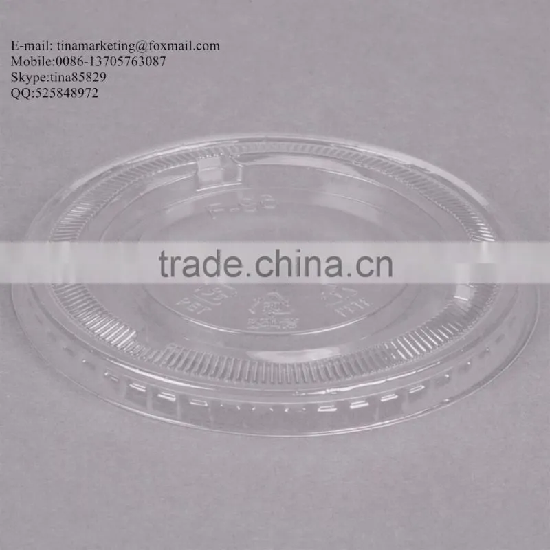 Custom High Quality PS Plastic Clear Flat Lid with Straw Slot for Clod Drink Cup