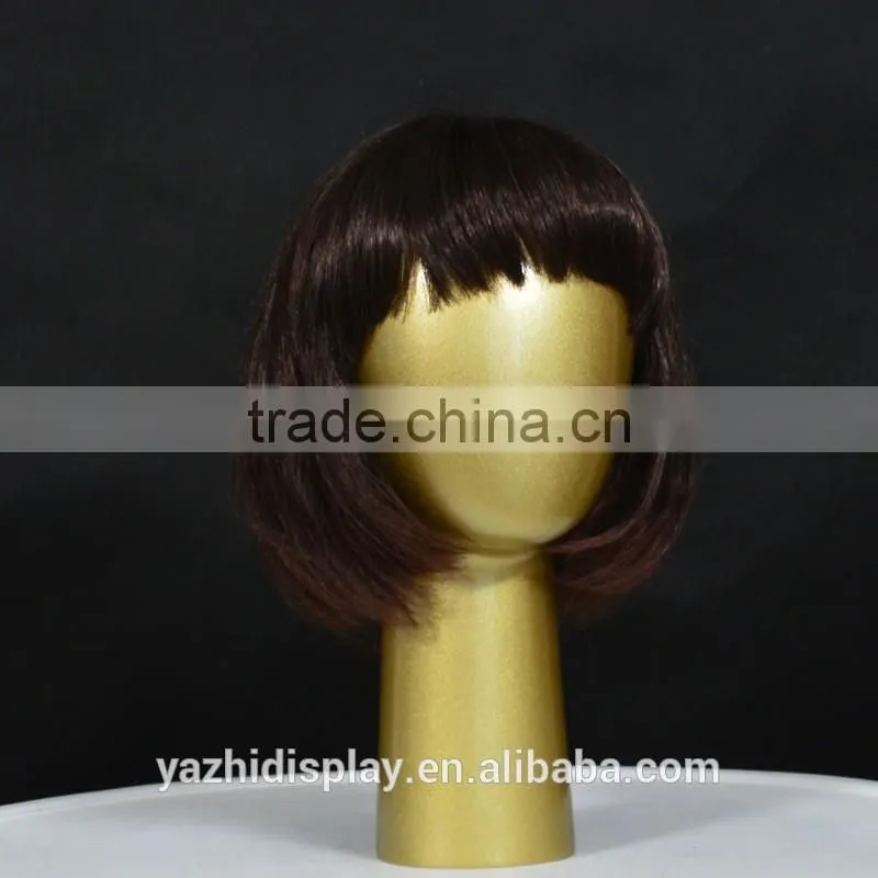 Golden Fiberglass Head Mannequin Display For wig