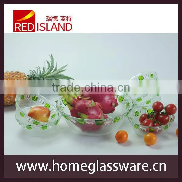 7pcs/set Glass Salad Bowl with hand painted