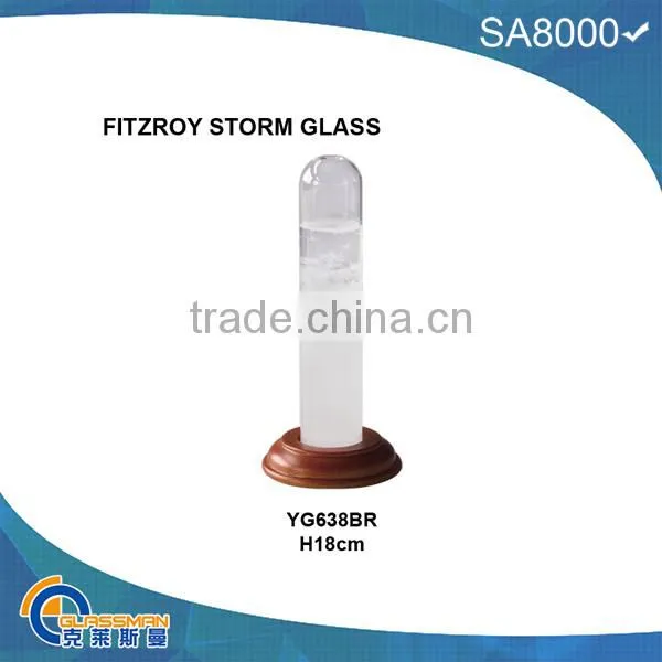 BAW0911 FITZROY STORM GLASS WITH WOOD BASE