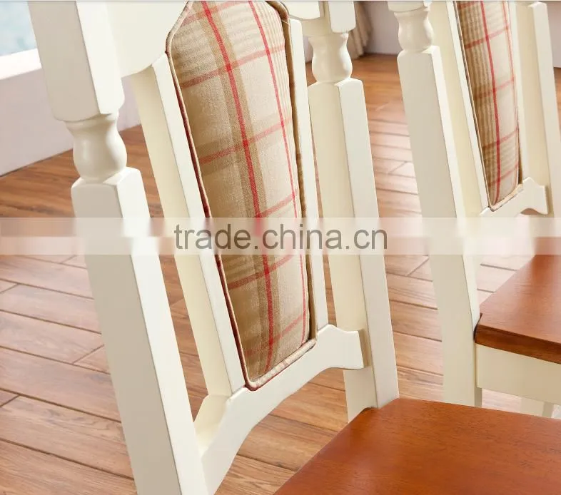 Fresh Mediterranean style solid wood white dinding room round dining table set