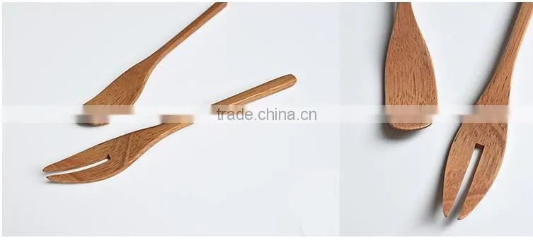 CY047 Natural Wooden Mini Spoon Fork Janpan Style Bamboo Fork Tableware Kit