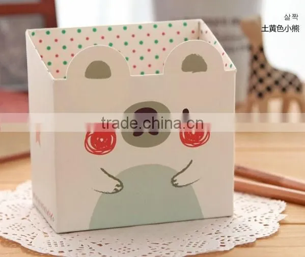 2514 Cute animal paper storage box custom stationery pen holder wholesale