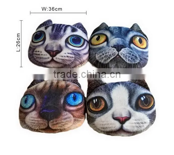 3D Plush Cat Head Shape Pillow Car Sofa Chair Back Cushion