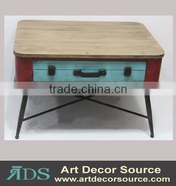 Antique wood floating wall shelf with drawers&hooks