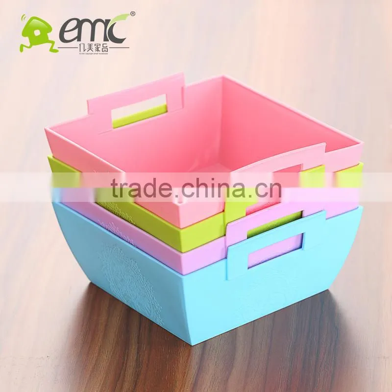 New PP plastic square storage basket with handle