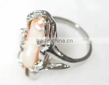 18K gold baroque orange pearl Tahitian Pearl Ring