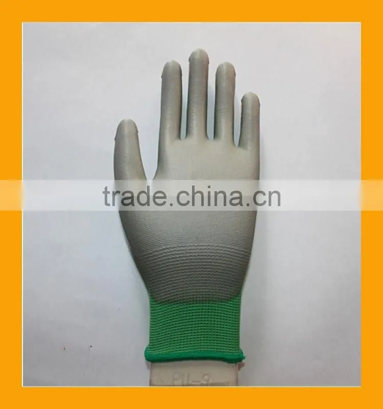 Customized Grey PU Coated Working Safety Polyester Gloves
