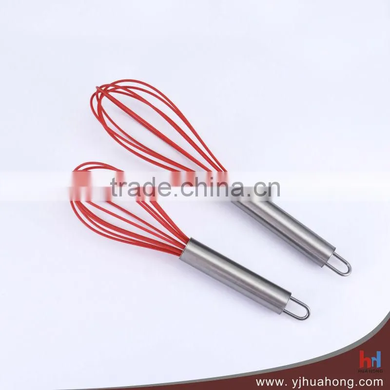 Colorful Food grade silicone coated egg whisk with stainless steel handle (HEW-36B)
