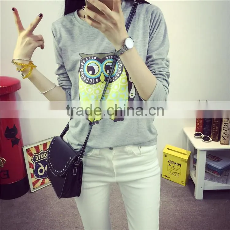 custom lady fashion basic t-shirt with long sleeve