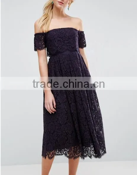 Guangzhou Clothing OEM Pink Undertone Cold Shoulder Lace Prom Dresses