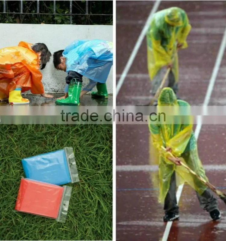 PE Disposable Semitransparent Emergency Purple Poncho
