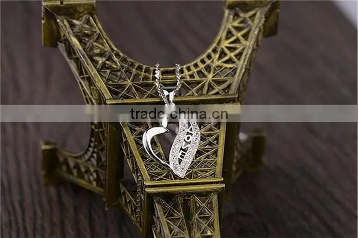 Fashion 925 Sterling Silver zircon Stone Diamond Heart Pendant