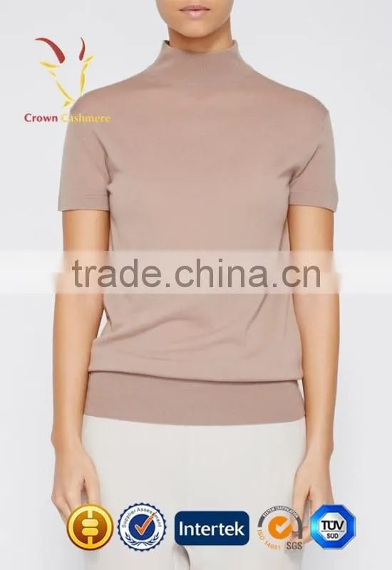 Short Sleeve Turtleneck Knitted Wool Sweater For Women