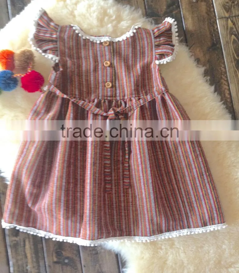 Girls Boho Tassles Cotton Dress Kids Back to School Dress