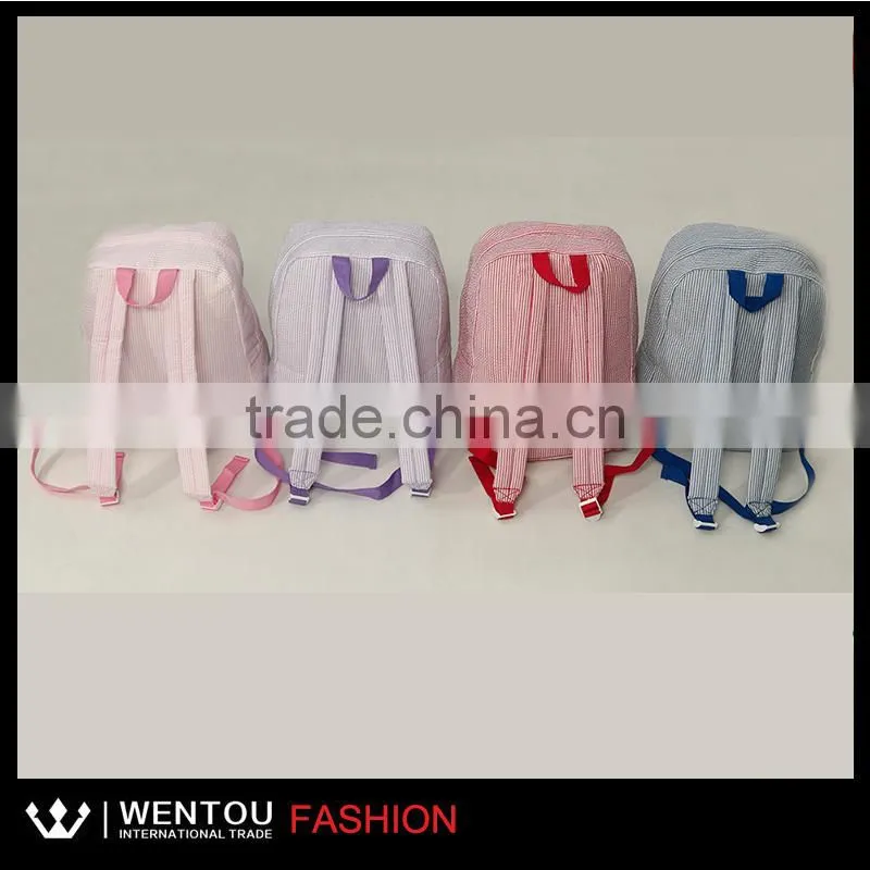 wholesale striped fashion toddler seersucker school bag