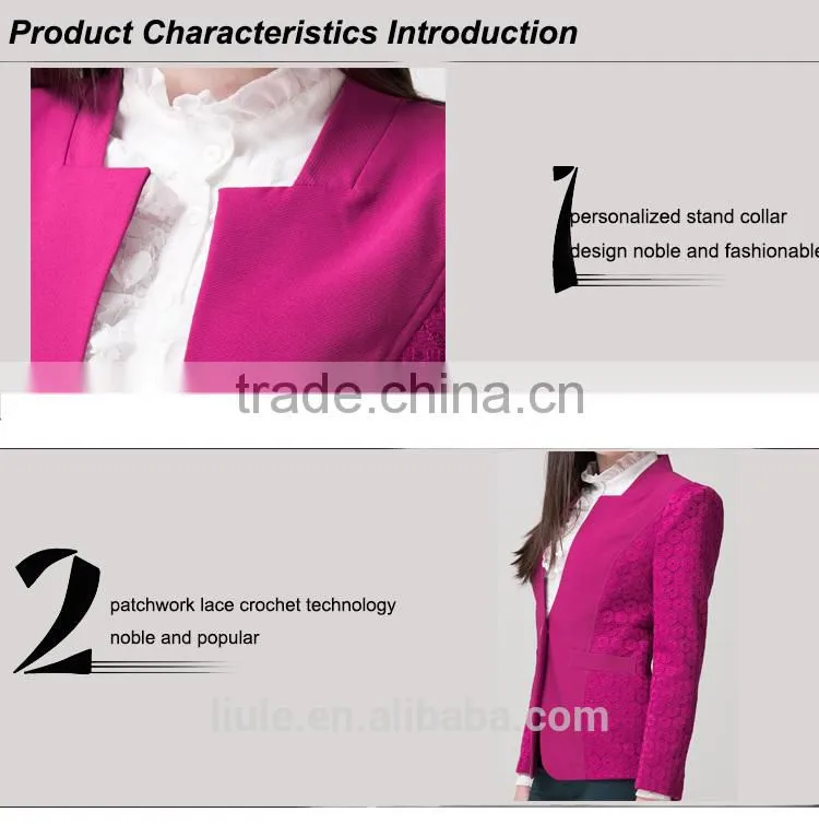 Luxury fashion coat, office style red women jacket spring 2015